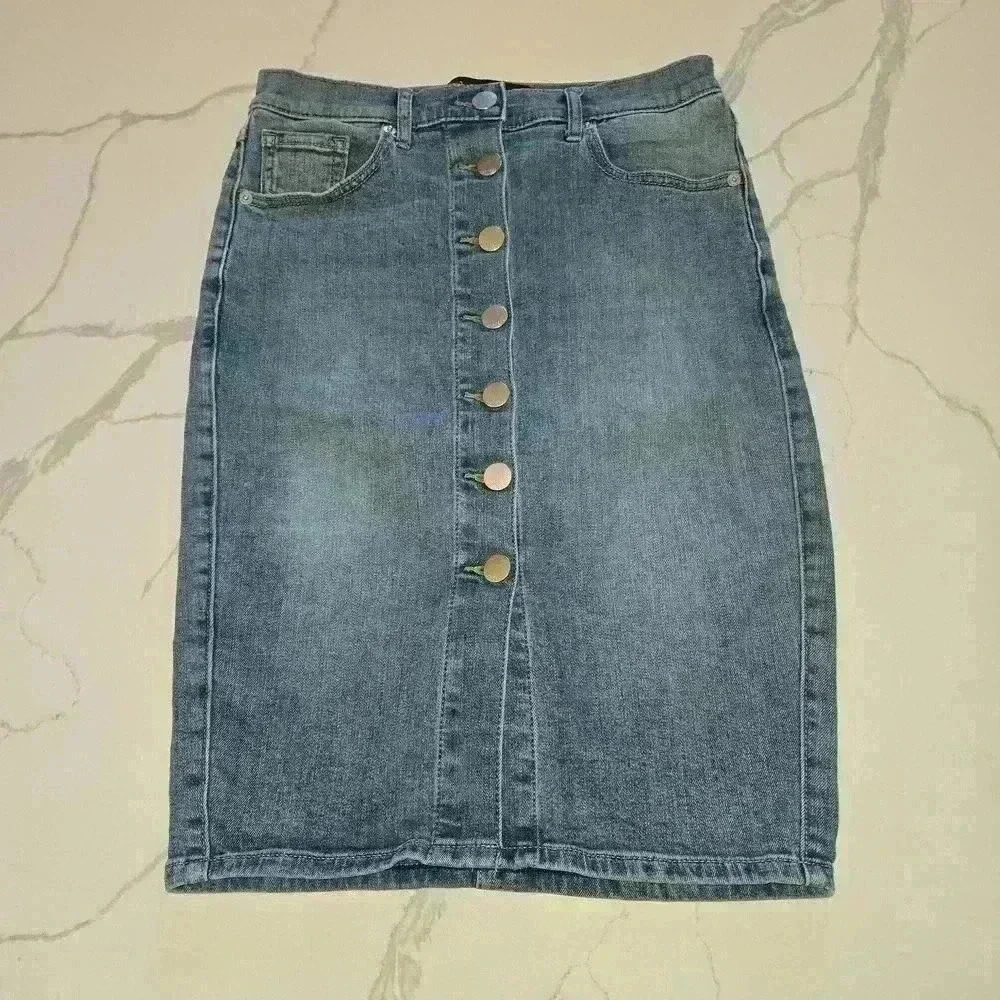 Express Women's Button Down Stretch Midi Jean Ski… - image 1